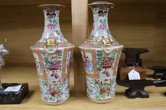 A pair of Chinese famille rose vases, 19th century height 24cm